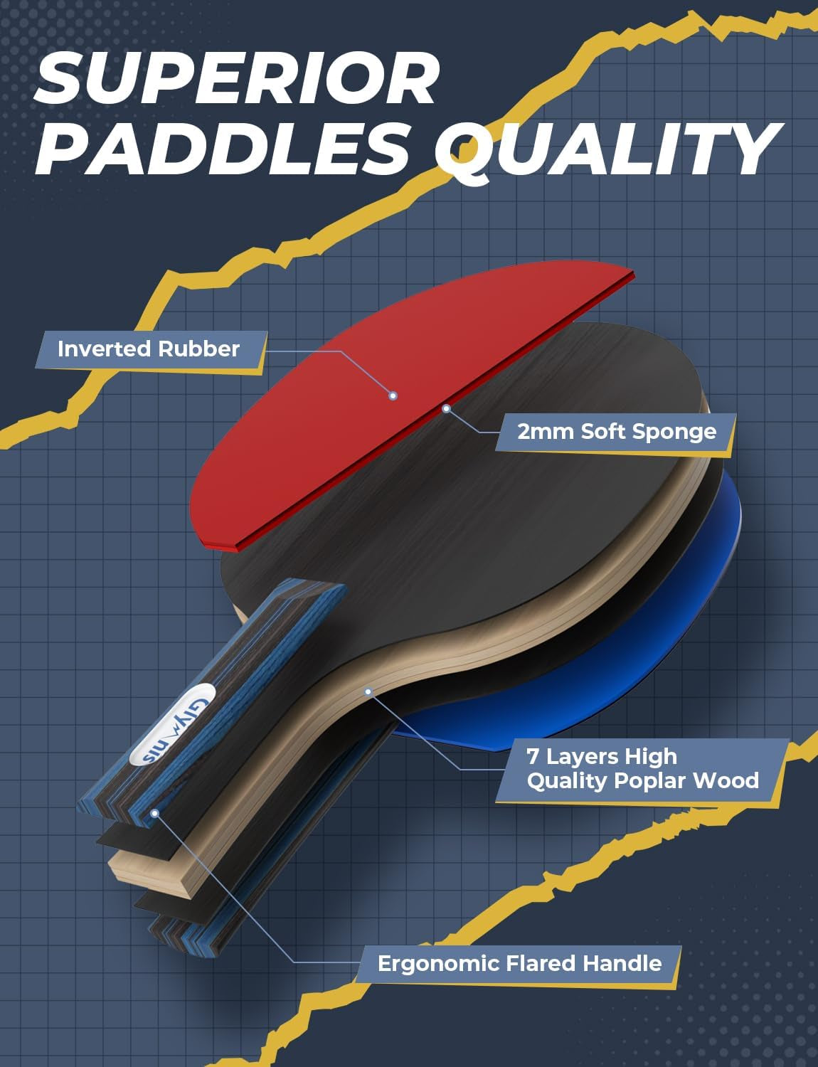 Table Tennis Set Portable Ping Pong Set with 4 Premium Table Tennis Paddles, 8 Professional Game Balls and Portable Storage Bag