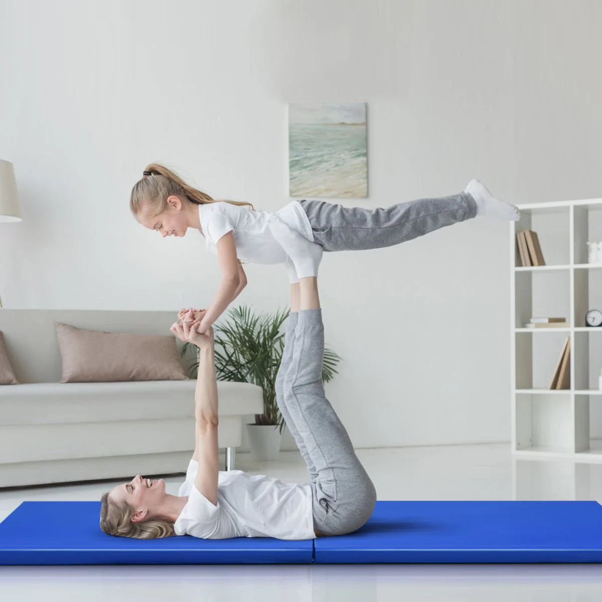 Folding Gymnastics Mat with Carrying Handles and Loop Fastener