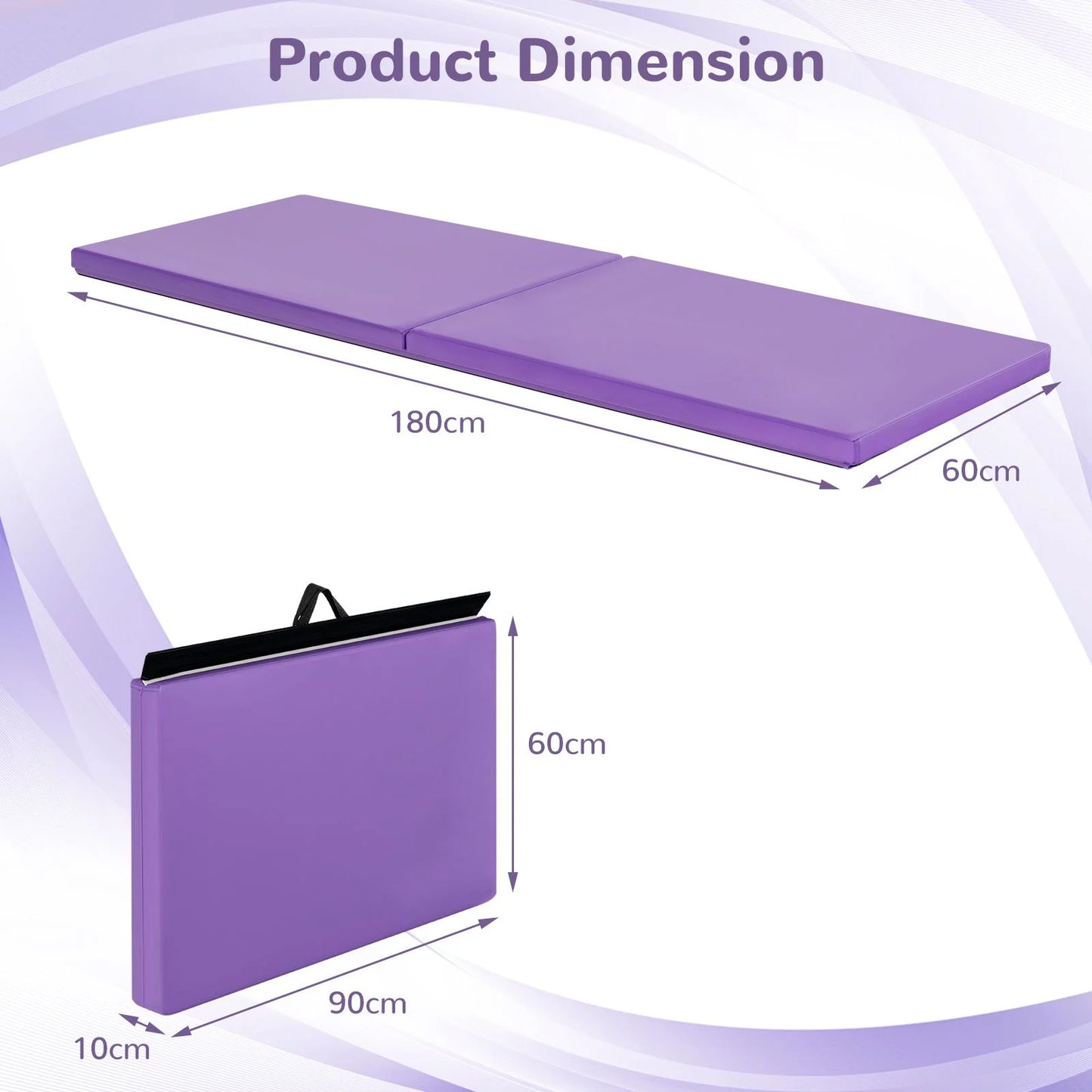 Folding Gymnastics Mat with Carrying Handles and Loop Fastener