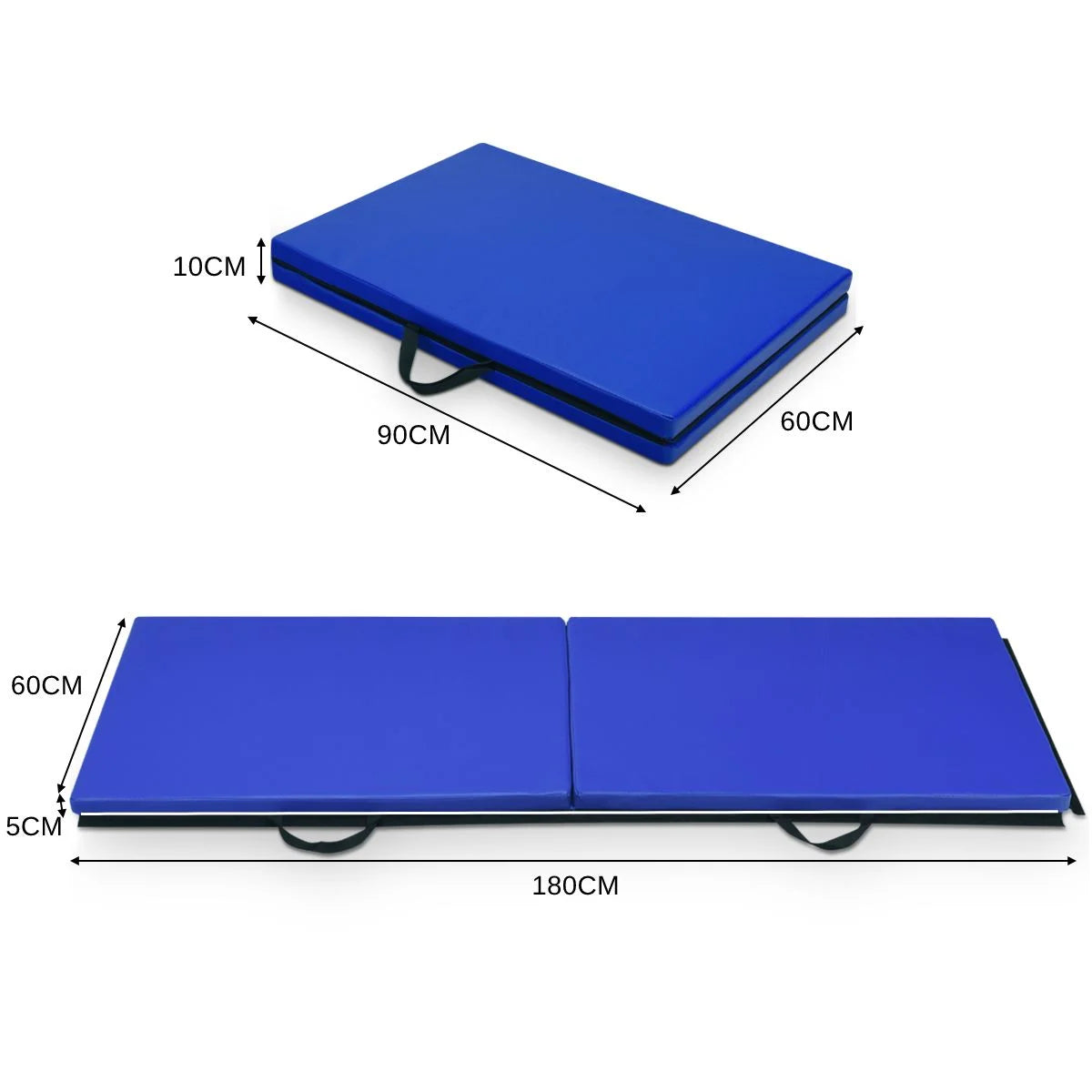 Folding Gymnastics Mat with Carrying Handles and Loop Fastener
