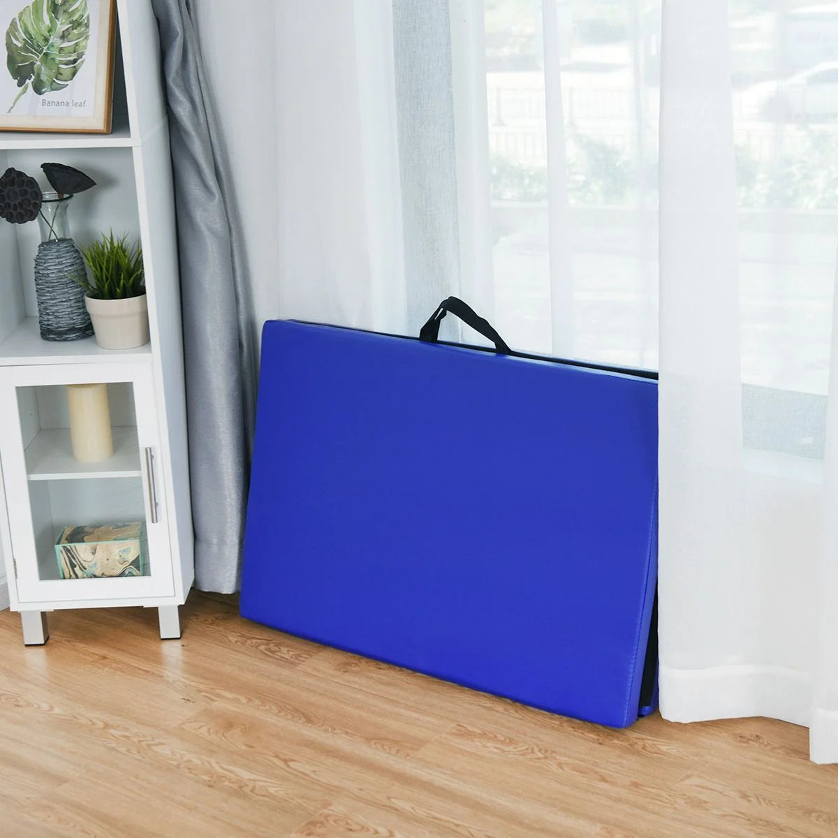 Folding Gymnastics Mat with Carrying Handles and Loop Fastener