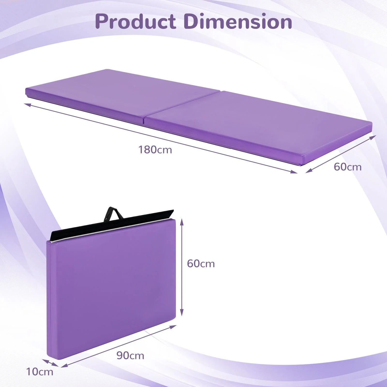 Folding Gymnastics Mat with Carrying Handles and Loop Fastener